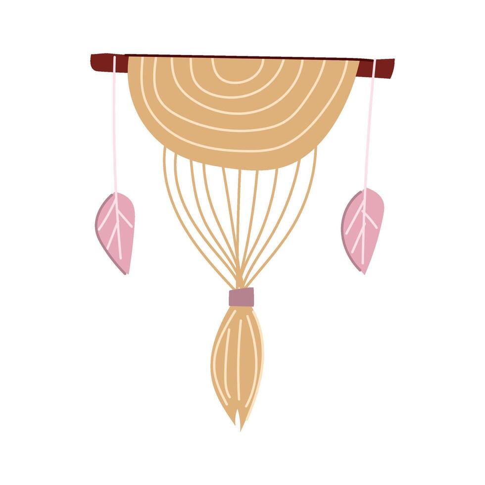 wijnoogst macrame muur hangende tekenfilm illustratie vector