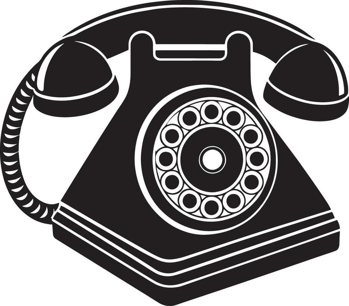 retro telefoon icoon Aan wit achtergrond. zwart en wit illustratie. vector