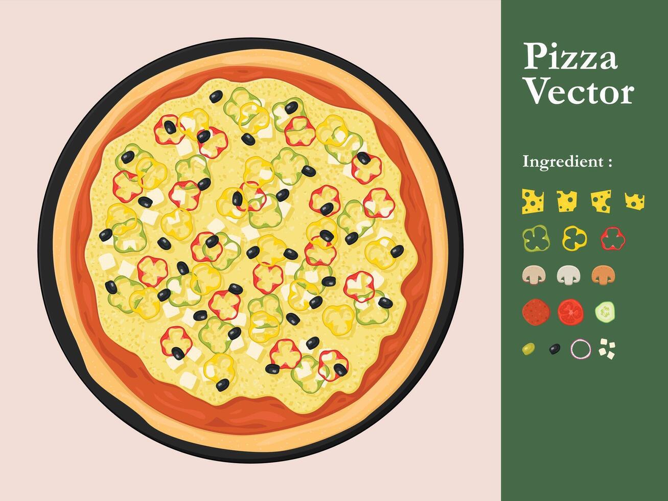 pizza icoon restaurant menu element cafe peperoni tekenfilm illustratie abstract saus voedsel vector