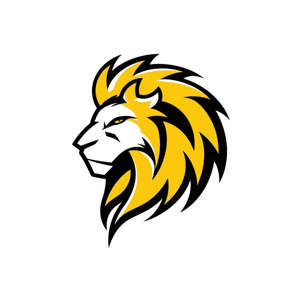 logo ontwerp van leeuw hoofd geel kleur wit achtergrond vector