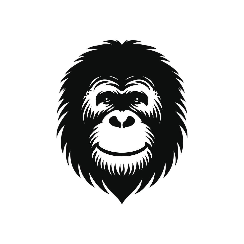 orangoetan gezicht hoofd logo ontwerp silhouet icoon vector
