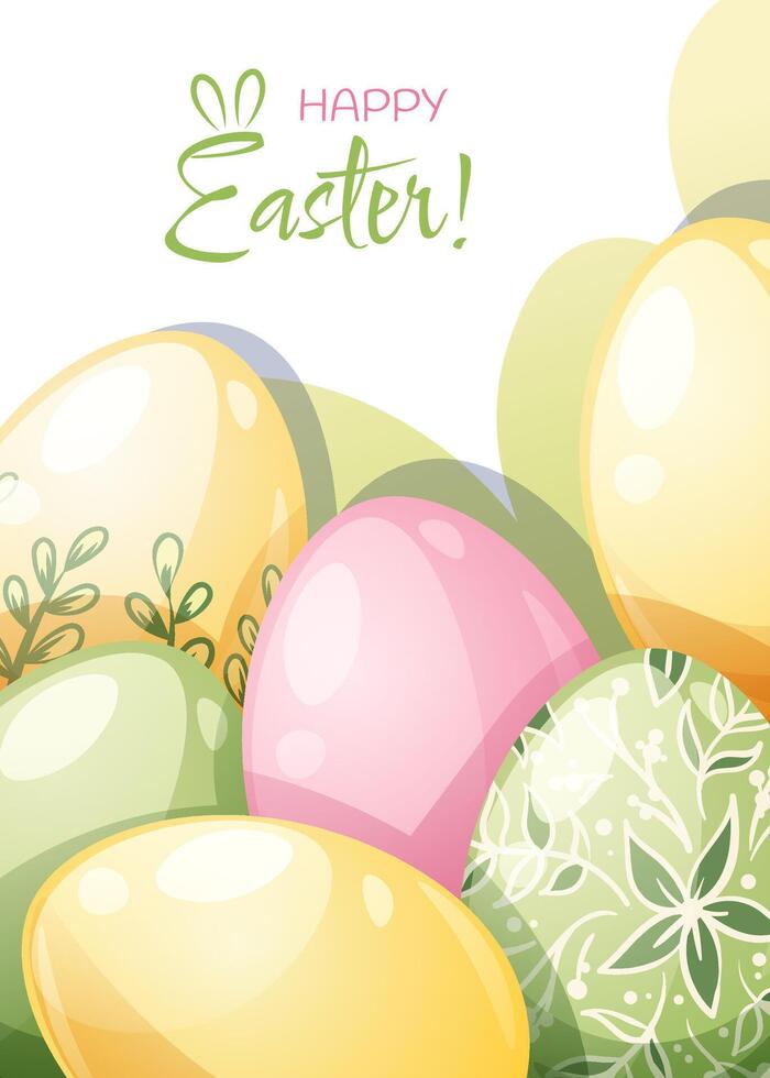 Pasen groet kaart sjabloon. poster met Pasen eieren. voorjaar schattig vakantie illustratie vector
