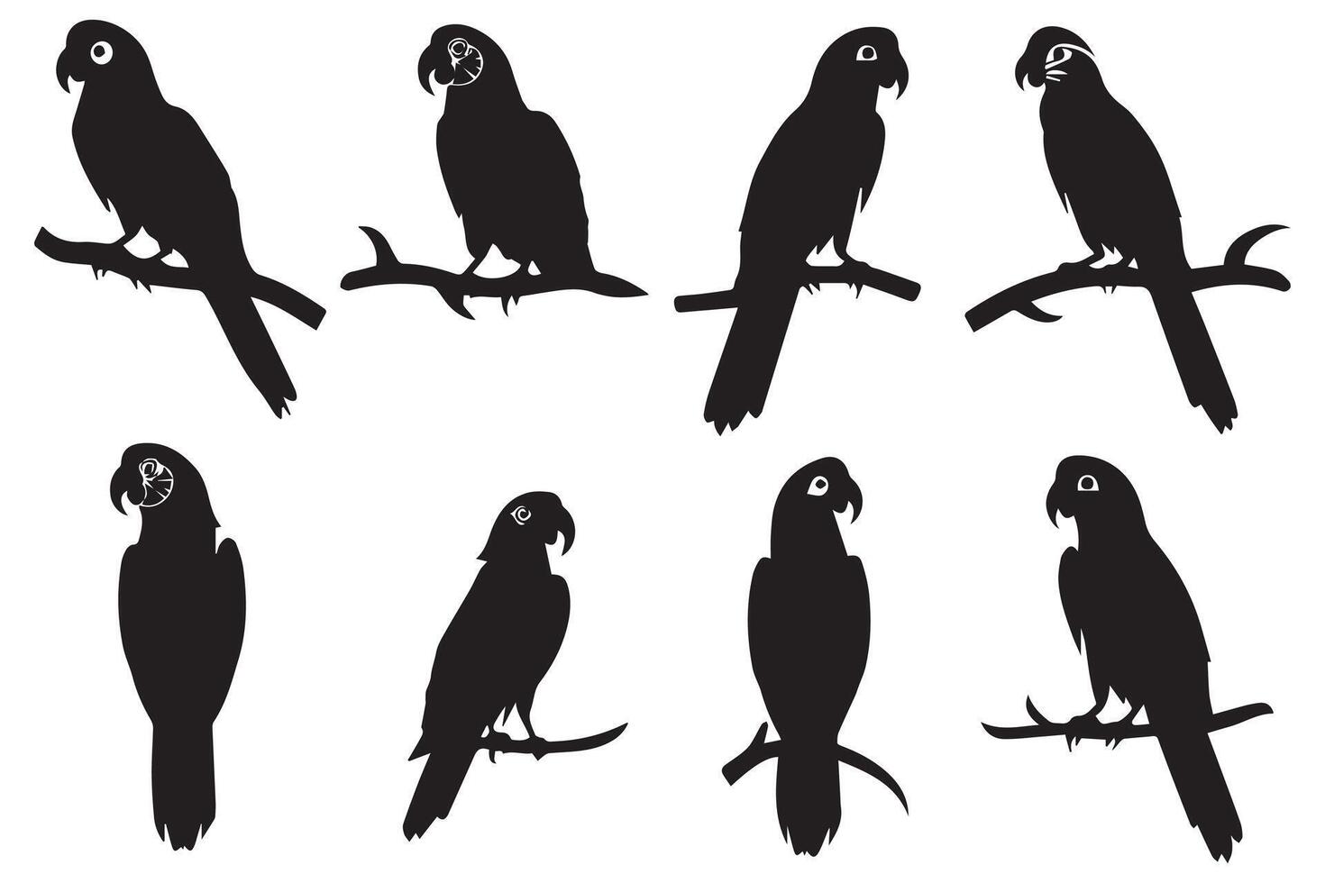 reeks van silhouet papegaaien vrij ontwerp vector