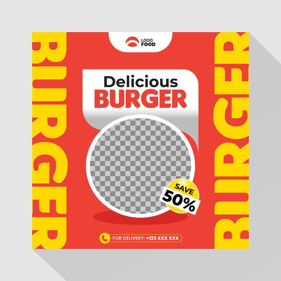 hamburger voedsel sociaal media post sjabloon vector
