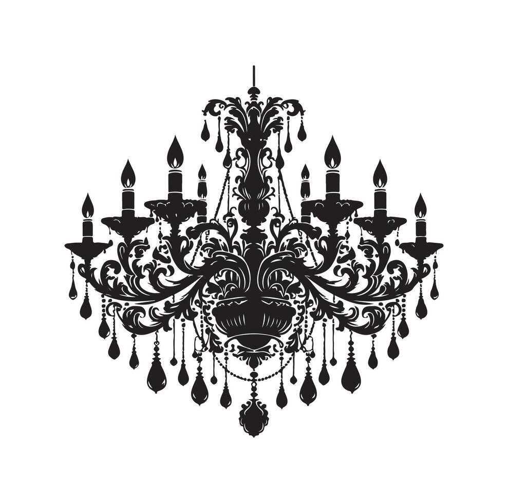 kroonluchter illustratie icoon silhouet stijl vector