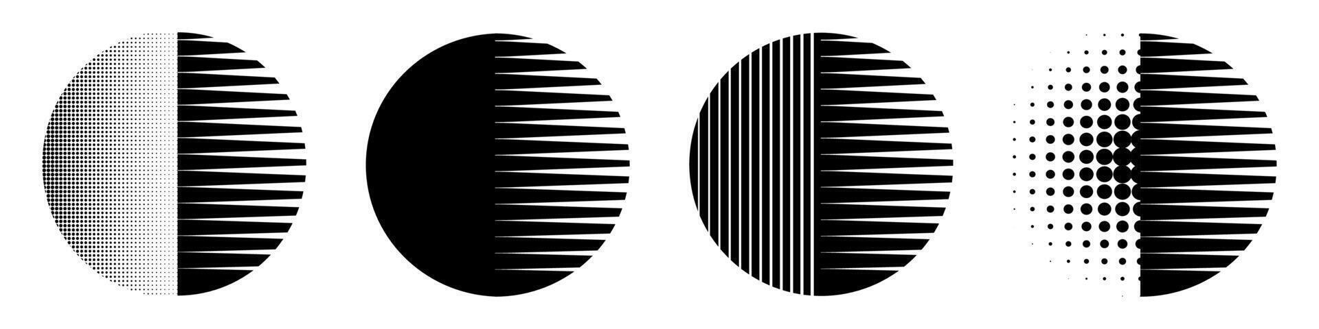 wijnoogst zon ontwerp logo. oud cirkel zonsopkomst zonsondergang. vector