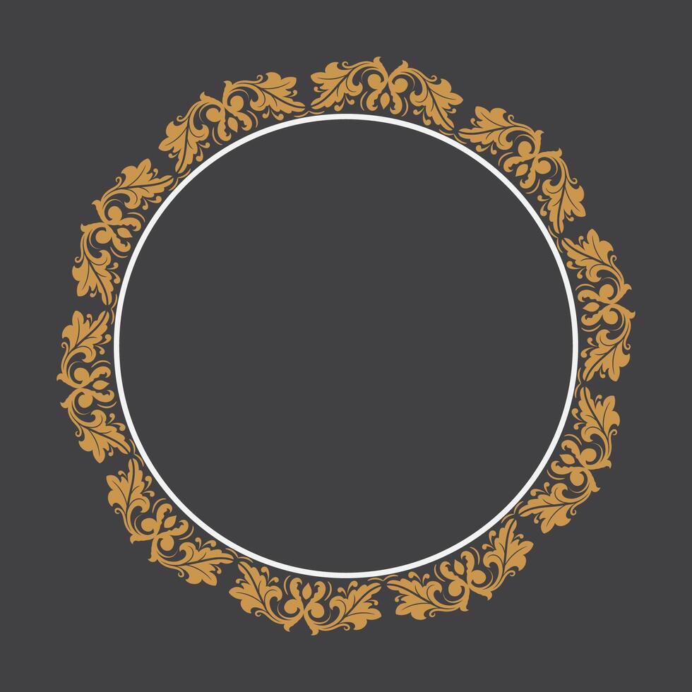 gouden wijnoogst kader ornament in cirkel vorm .gouden ring grens ornament.geschikt voor bruiloft uitnodiging kaart. vector