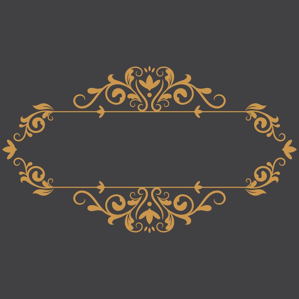 reeks van gouden wijnoogst kader ornament . gouden grens ornament met kroon. wijnoogst naam label ornament. geschikt voor bruiloft uitnodiging kaart. wijnoogst kader ornament vector