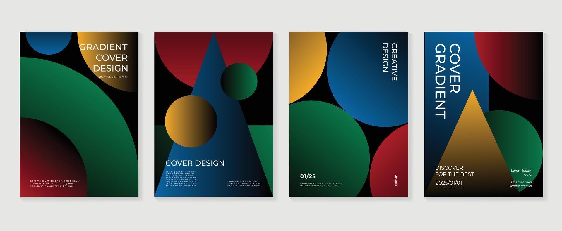 abstract helling poster achtergrond set. minimalistische stijl Hoes sjabloon met levendig perspectief 3d meetkundig prisma vormen verzameling. ideaal ontwerp voor sociaal media, omslag, banier, folder. vector