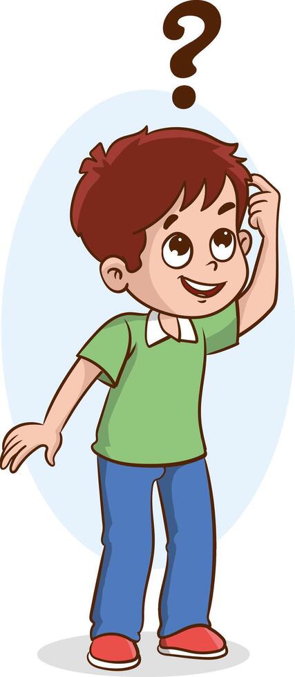 tekenfilm jongen met vraag merken Aan wit achtergrond. illustratie. vector