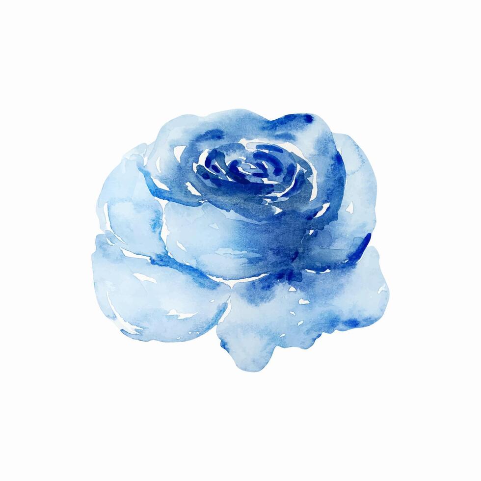 blauw roos waterverf bloesem bloemen vector