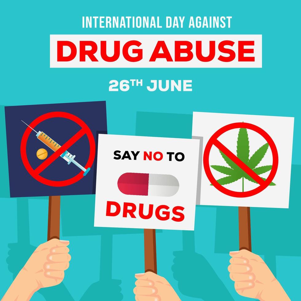 vlak Internationale dag tegen drug misbruik illustratie ontwerp vector