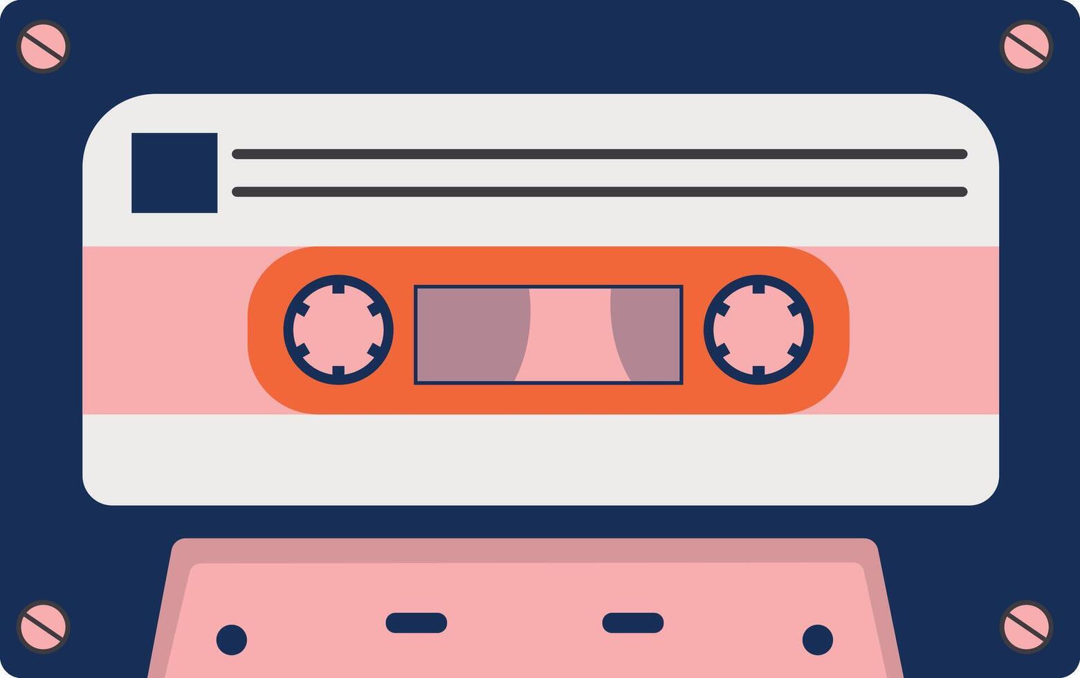 retro cassette met klassiek stijl. 80s knal liedjes en stereo muziek- cassettes. geïsoleerd icoon vector