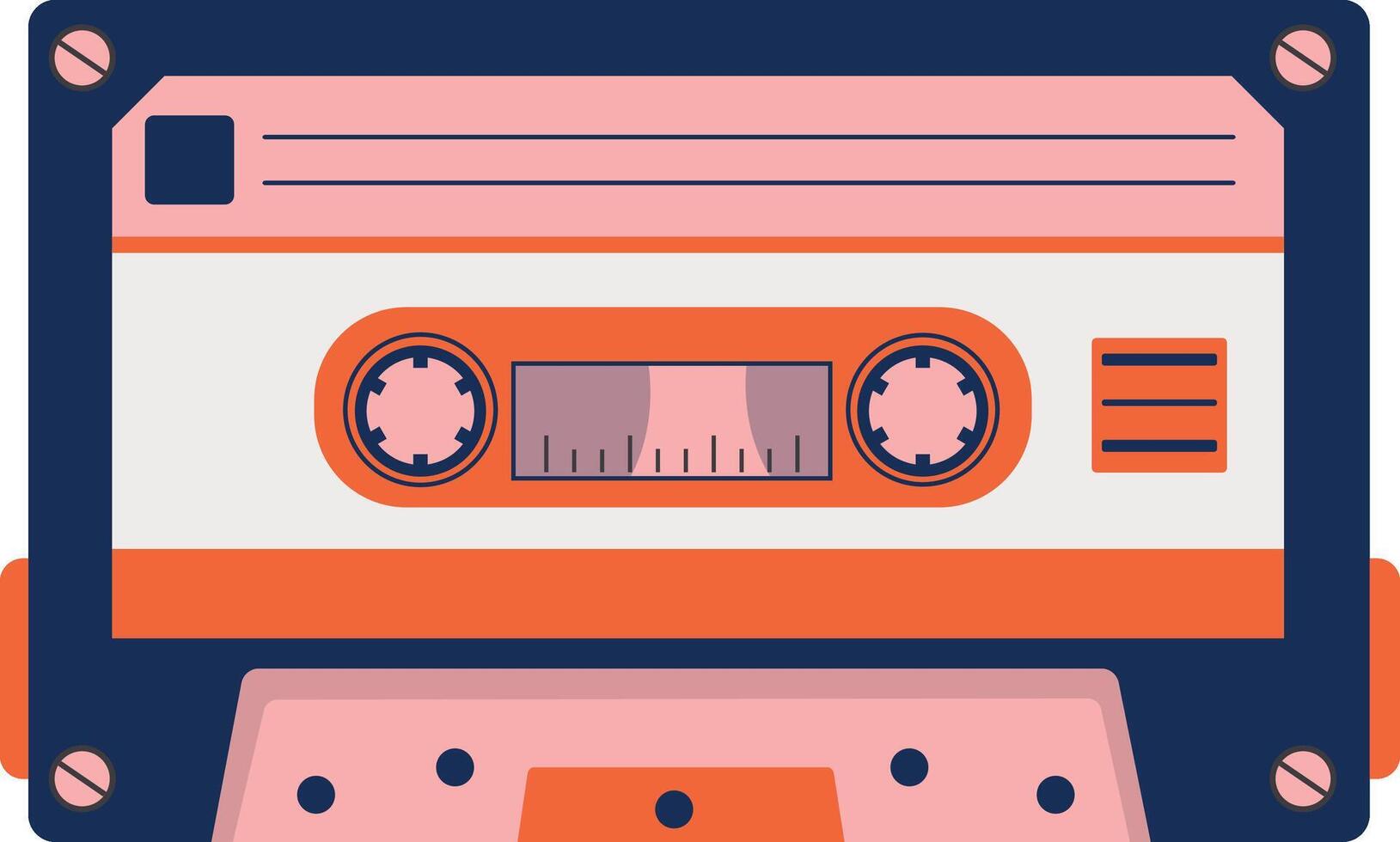 retro cassette met klassiek stijl. 80s knal liedjes en stereo muziek- cassettes. geïsoleerd icoon vector