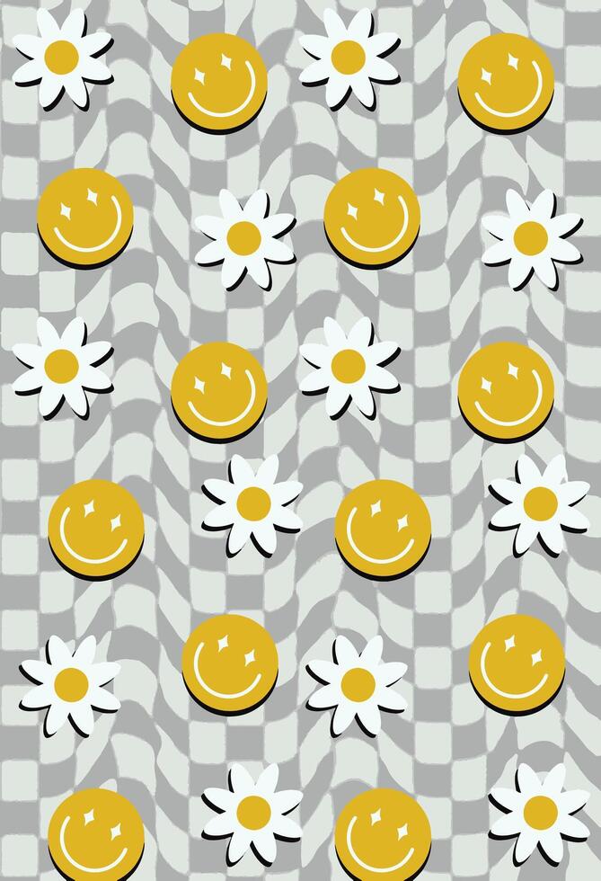 emoji en bloemen patroon achtergrond vector