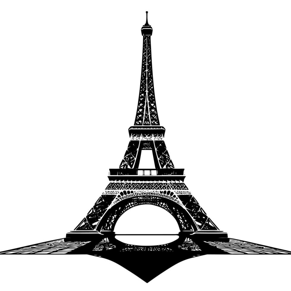 zwart en wit illustratie van de eiffel toren bezienswaardigheden bekijken in Parijs vector