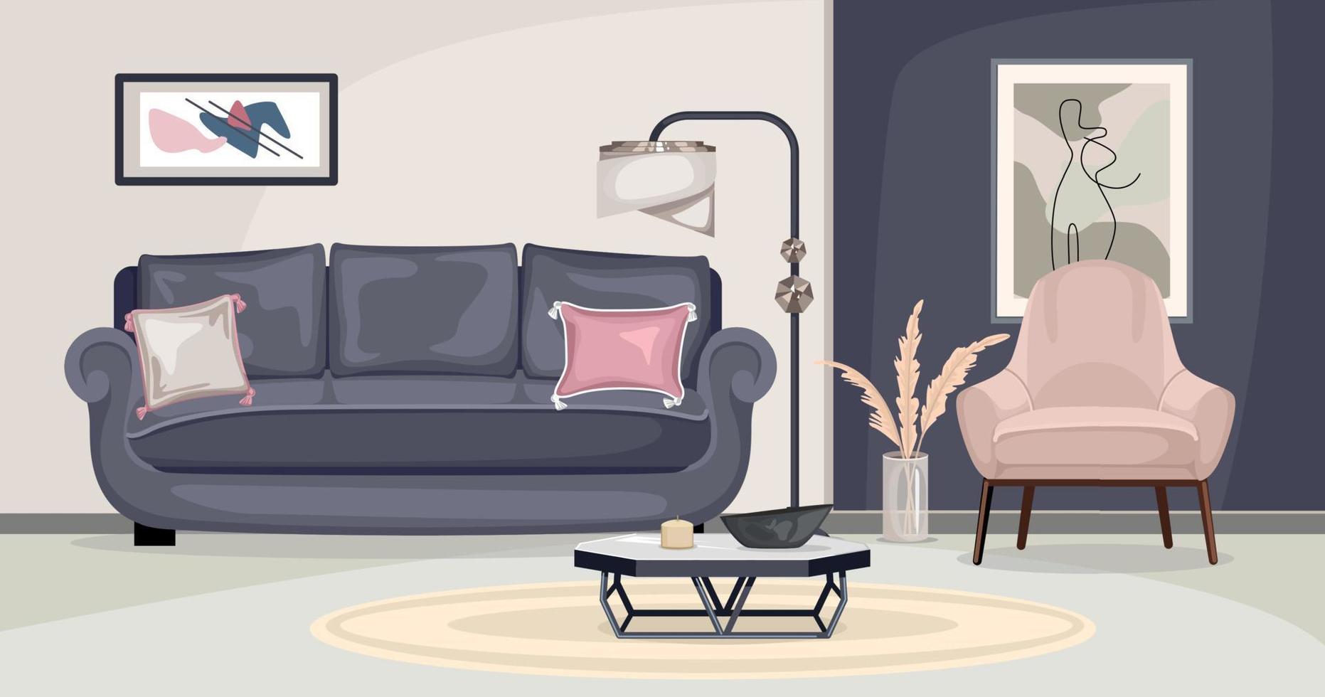 woonkamer interieur compositie vector