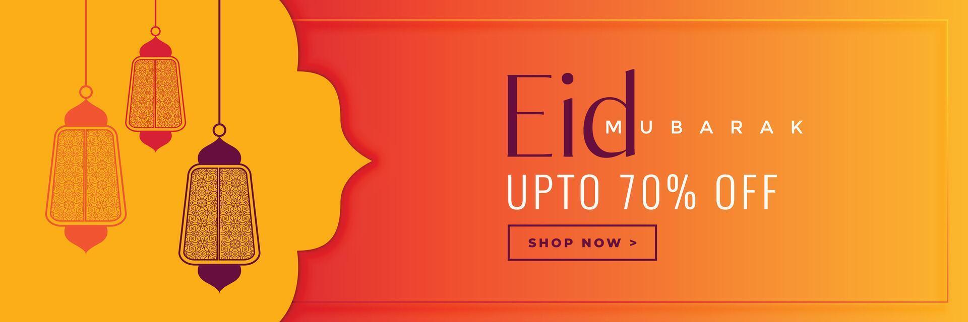 eid mubarak uitverkoop oranje kleur banier vector