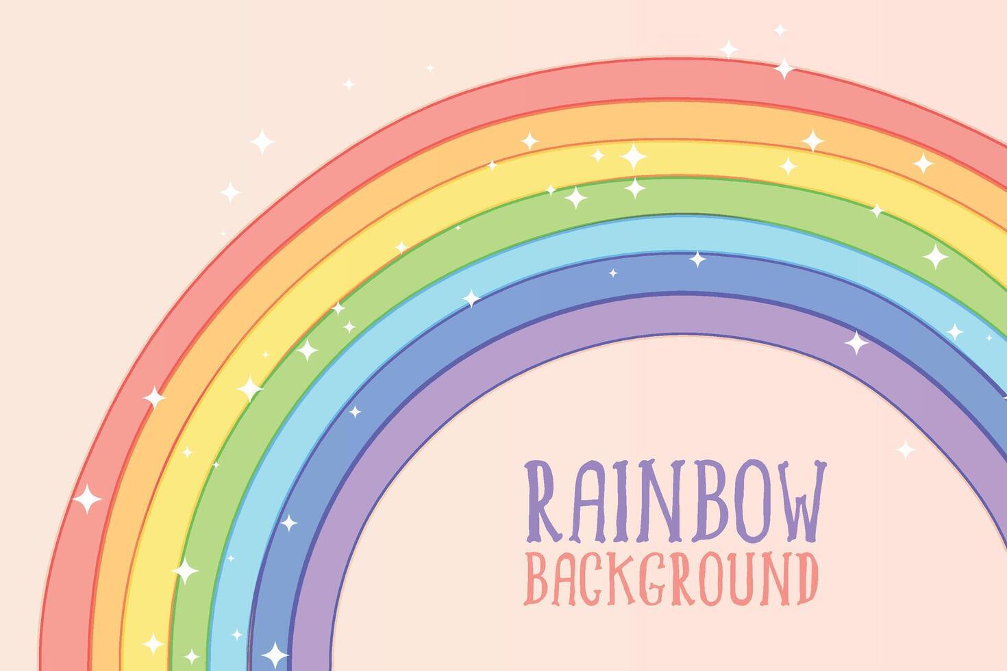 schattig hand- getrokken regenboog in pastel kleuren achtergrond vector