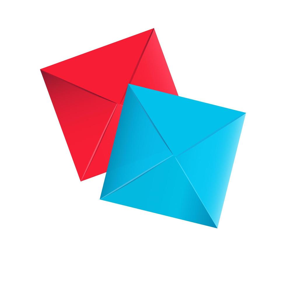 rode en blauwe vierkante enveloppen op een witte achtergrond. vector