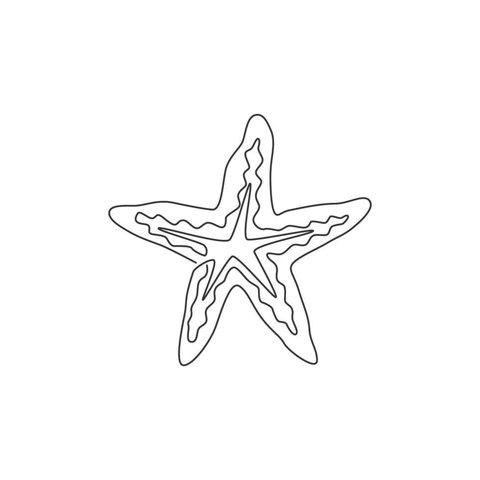 één enkele lijntekening van beauty sea star voor logo-identiteit. zeester mascotte concept voor asteroidea dier icoon. moderne doorlopende lijn tekenen ontwerp vectorillustratie vector