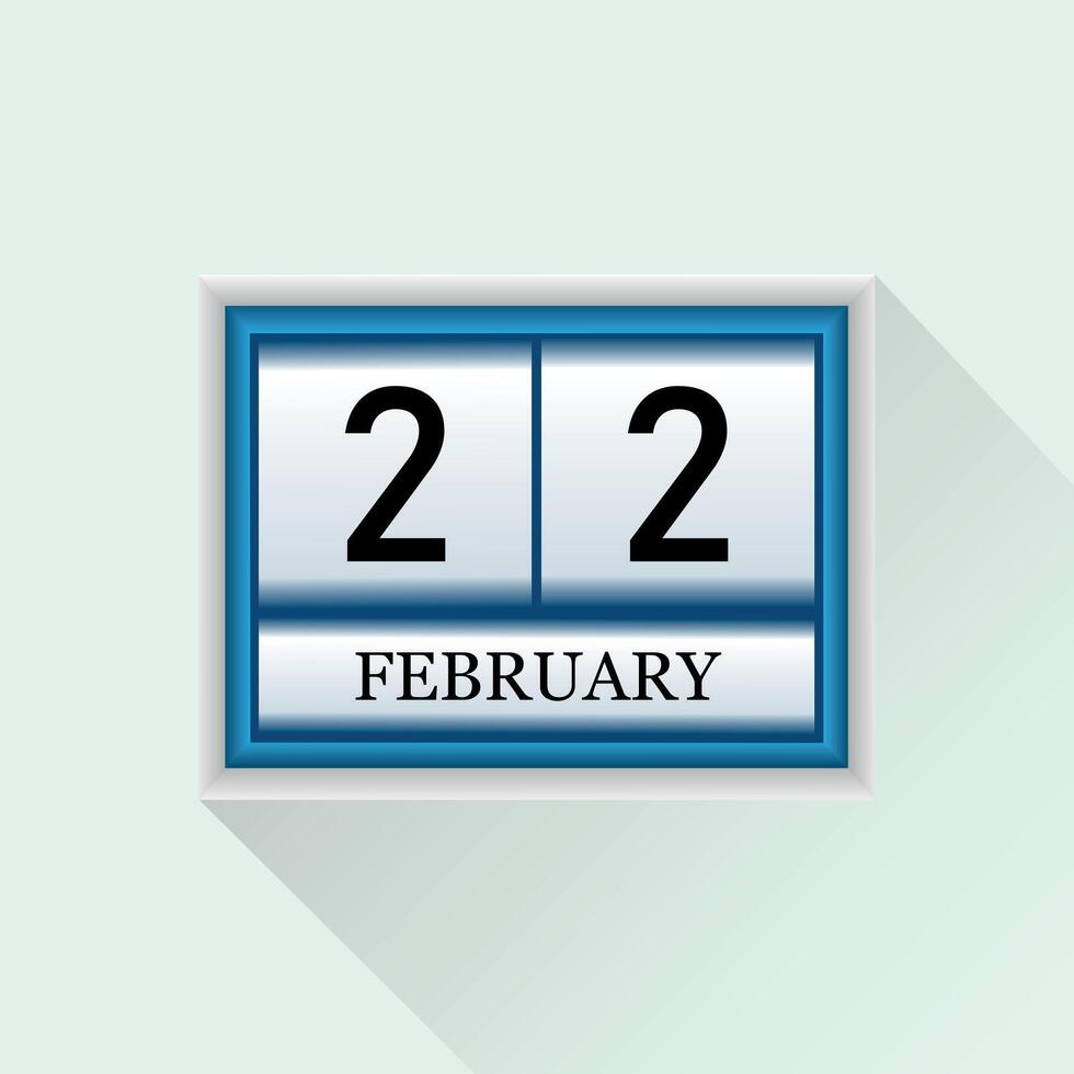 22 februari vlak dagelijks kalender icoon datum en maand vector