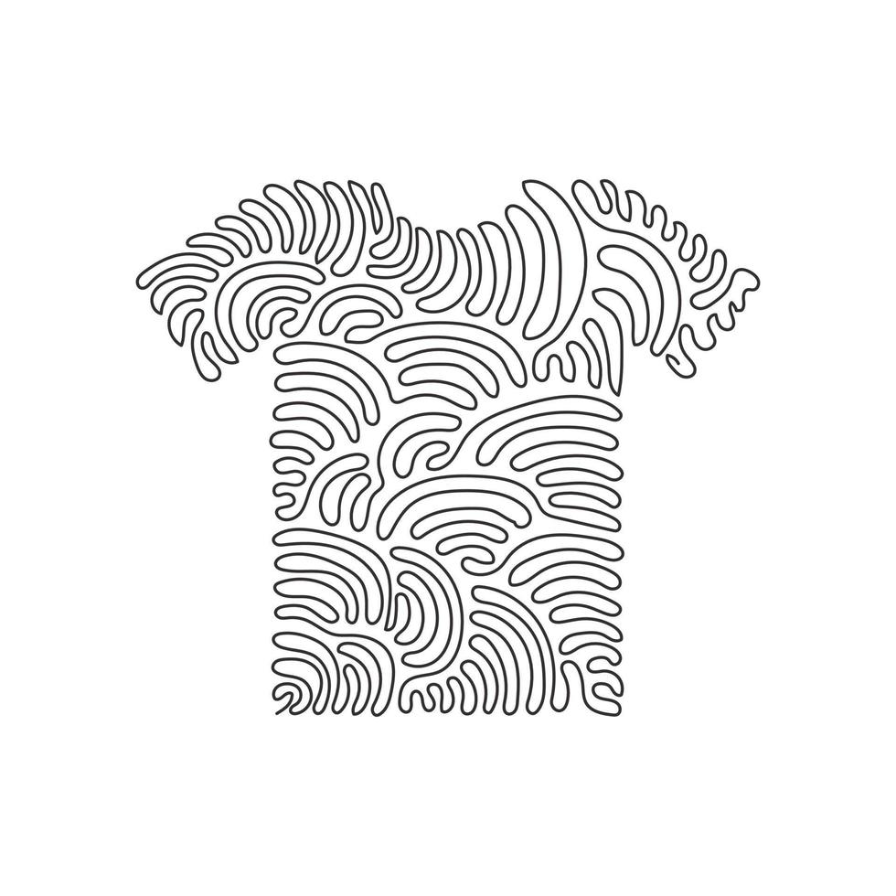 enkele doorlopende lijntekening t-shirt vector kleding pictogram of teken in dunne lijnstijl. geometrische vormen. overzichtscijfers voor website, mobiele app. swirl krul stijl. een lijn tekenen grafisch ontwerp vector