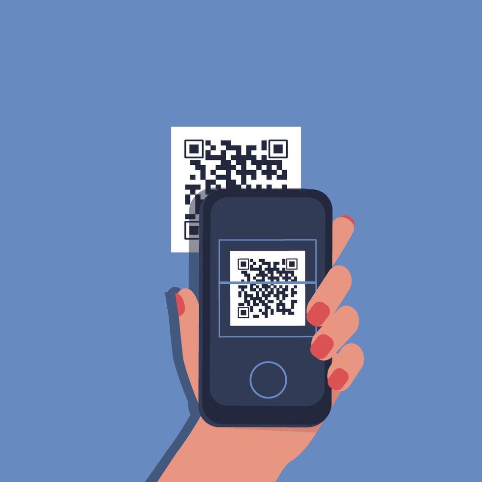 scannen van de qr-code door de telefoon vector