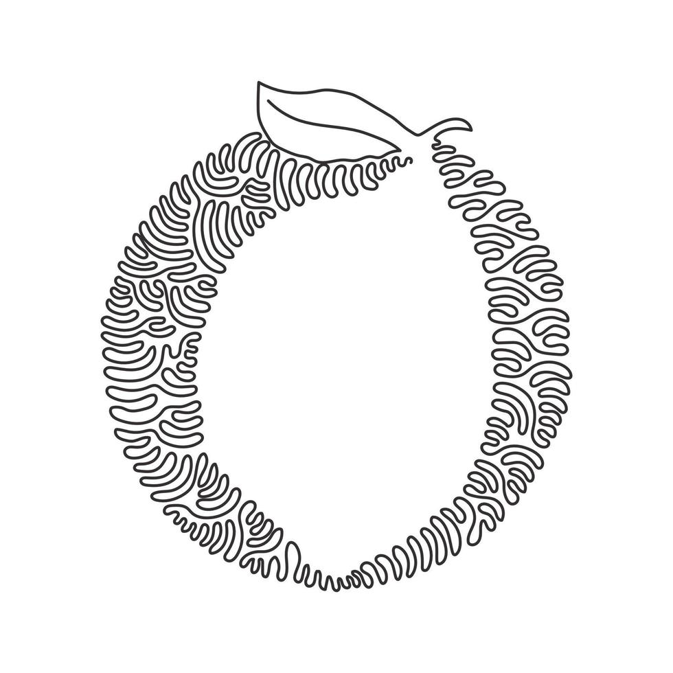 enkele lijntekening hele gezonde biologische citroen voor de identiteit van het boomgaardlogo. vers schilfruitconcept voor fruittuinpictogram. swirl curl cirkel achtergrondstijl. ononderbroken lijntekening ontwerp vector