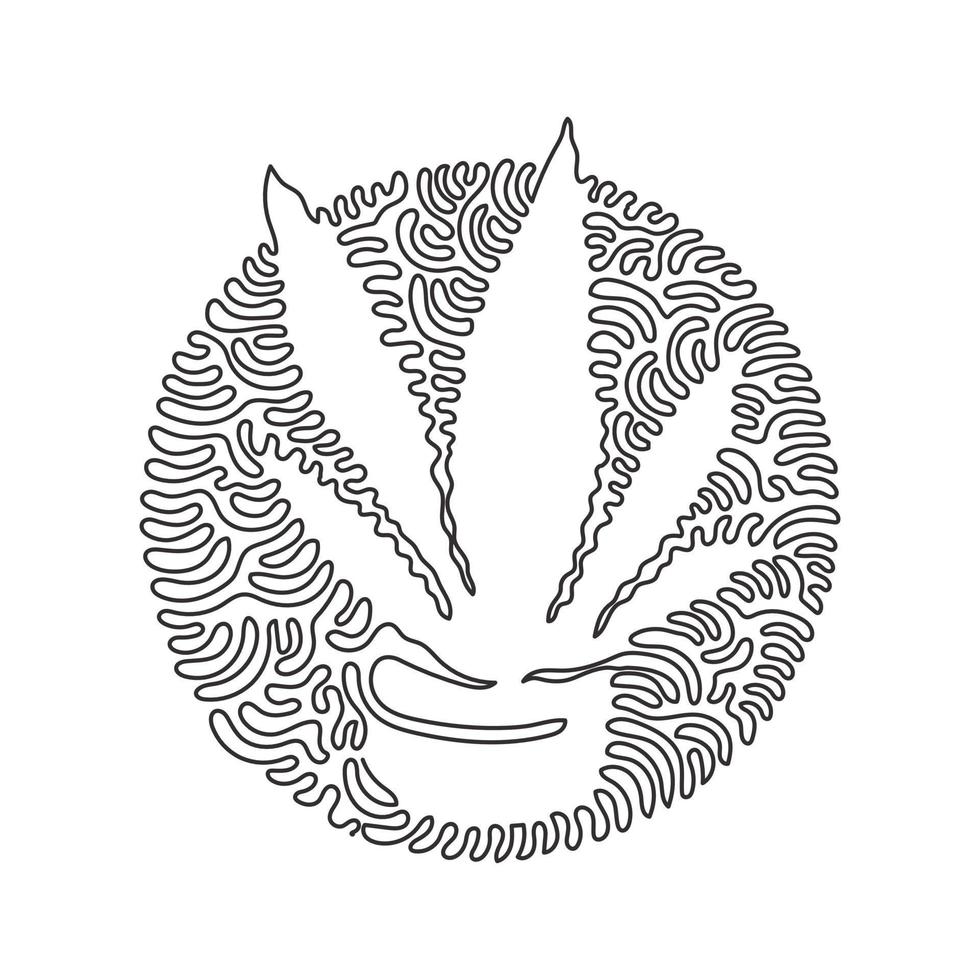 enkele een lijntekening potslang plant voor home decor logo identiteit. vers groenblijvend meerjarig plantconcept voor plantpictogram. swirl curl cirkel achtergrondstijl. ononderbroken lijntekening ontwerp vector