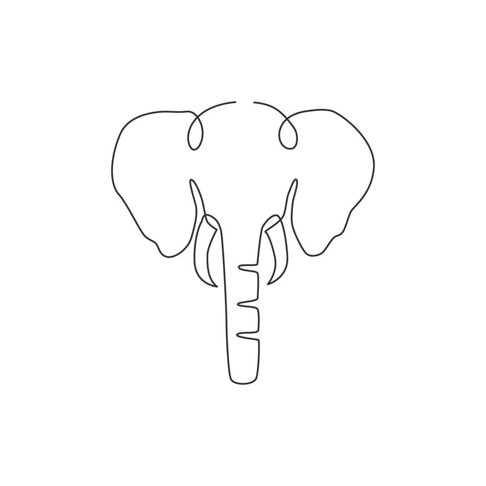 enkele doorlopende lijntekening van de identiteit van het grote schattige olifant bedrijfslogo. Afrikaanse safari pictogram concept. dynamische één regel grafische tekening ontwerp vectorillustratie vector