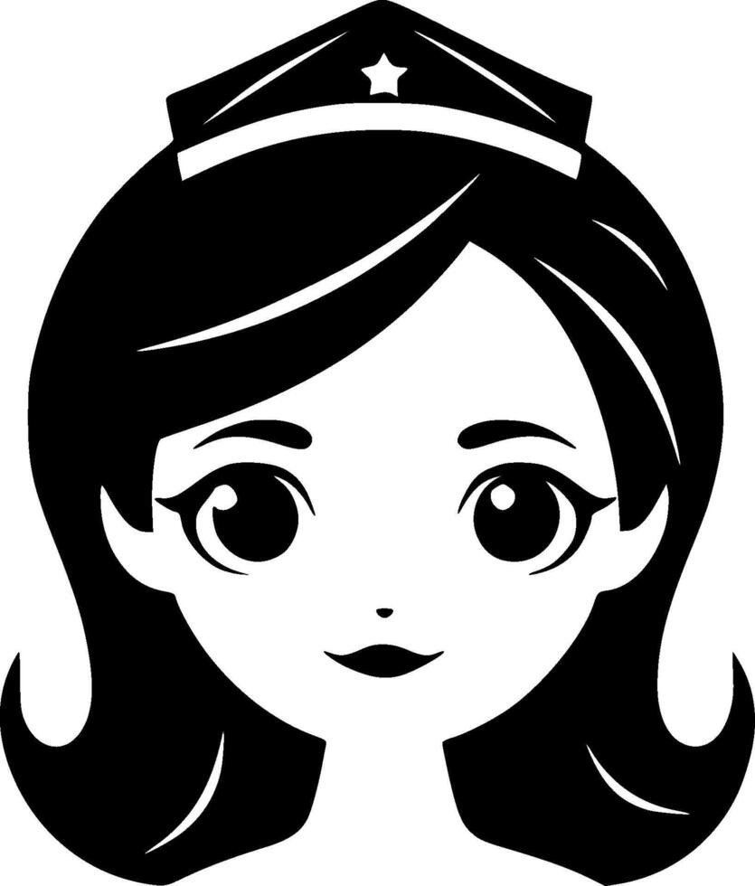 prinses, zwart en wit illustratie vector