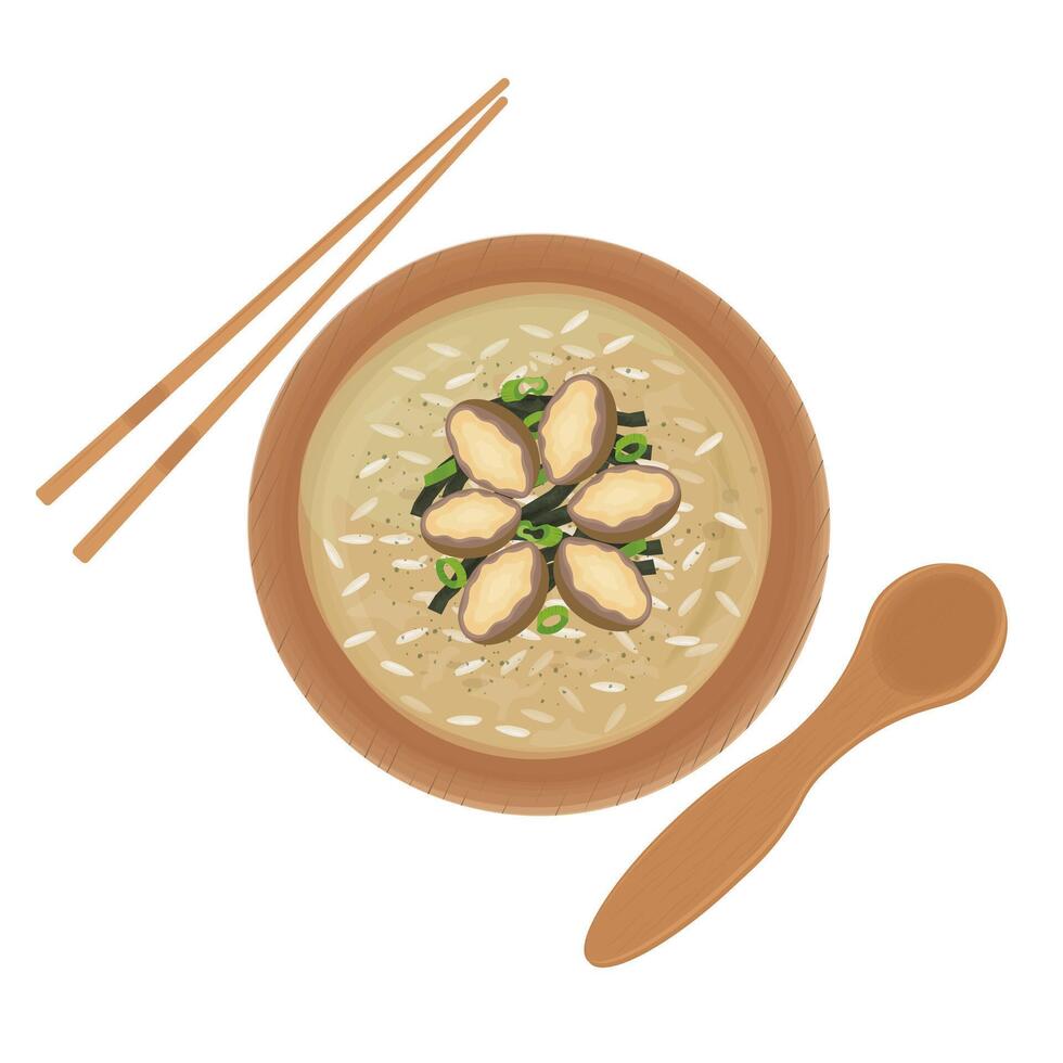 klaar naar eten jeonbokjuk Koreaans rijst- pap met abalone vector