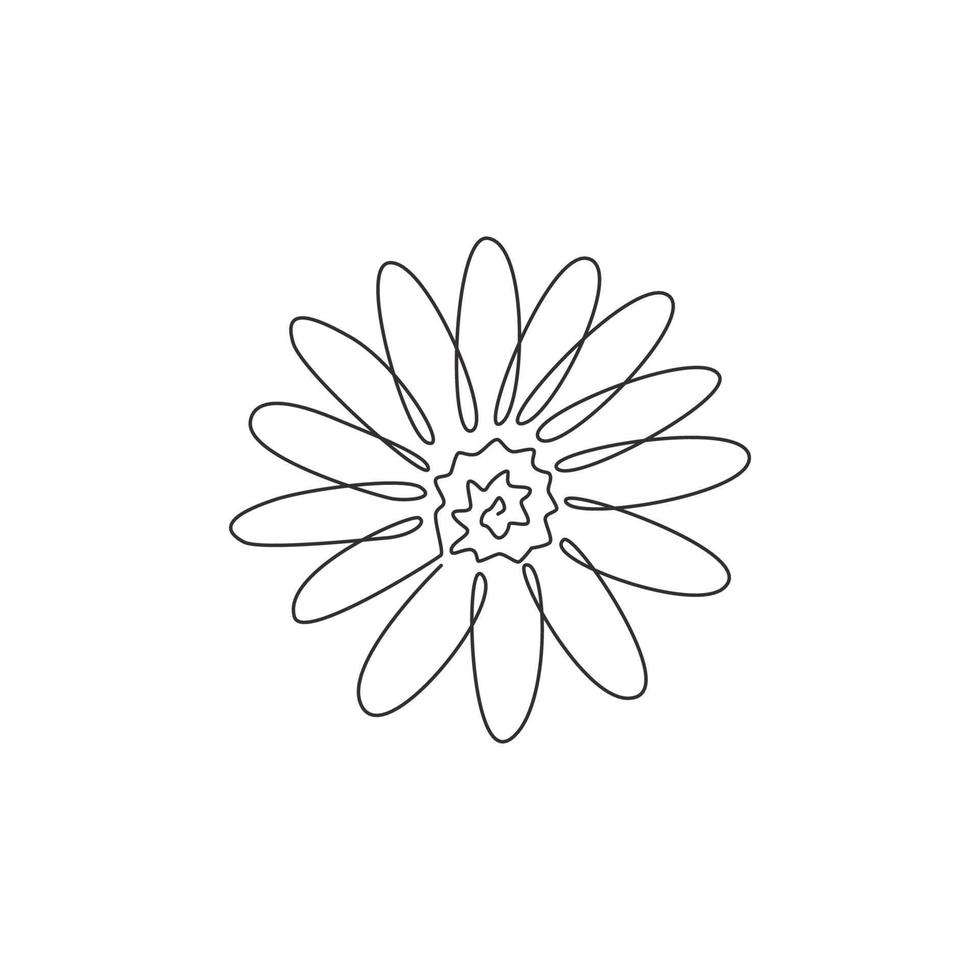 een doorlopende lijntekening van schoonheidsverse bellis perennis. afdrukbare decoratieve poster gemeenschappelijk madeliefje bloem concept voor muur home decor. moderne enkele lijn tekenen ontwerp vector grafische afbeelding