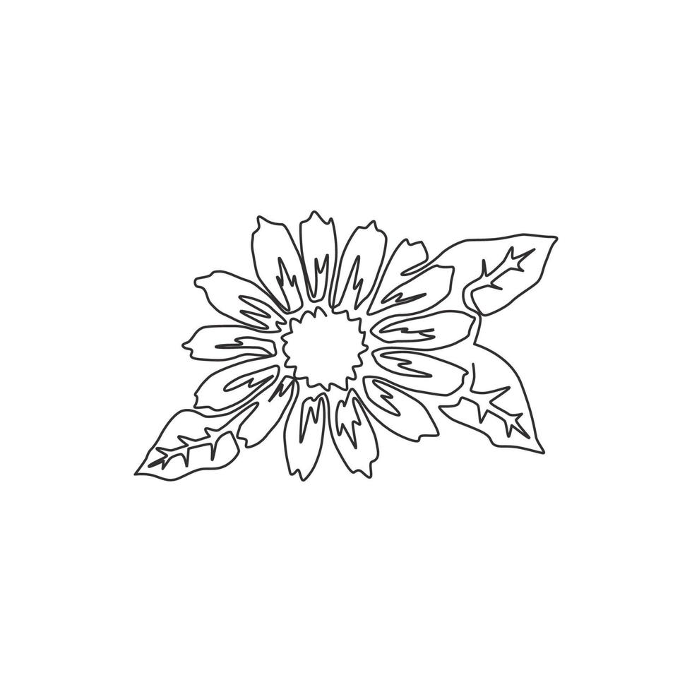 enkele doorlopende lijntekening van schoonheid verse goudsbloem voor thuis muur decor poster. afdrukbare decoratieve calendula bloem voor bruiloft kaartuitnodiging. moderne één lijn tekenen ontwerp vectorillustratie vector