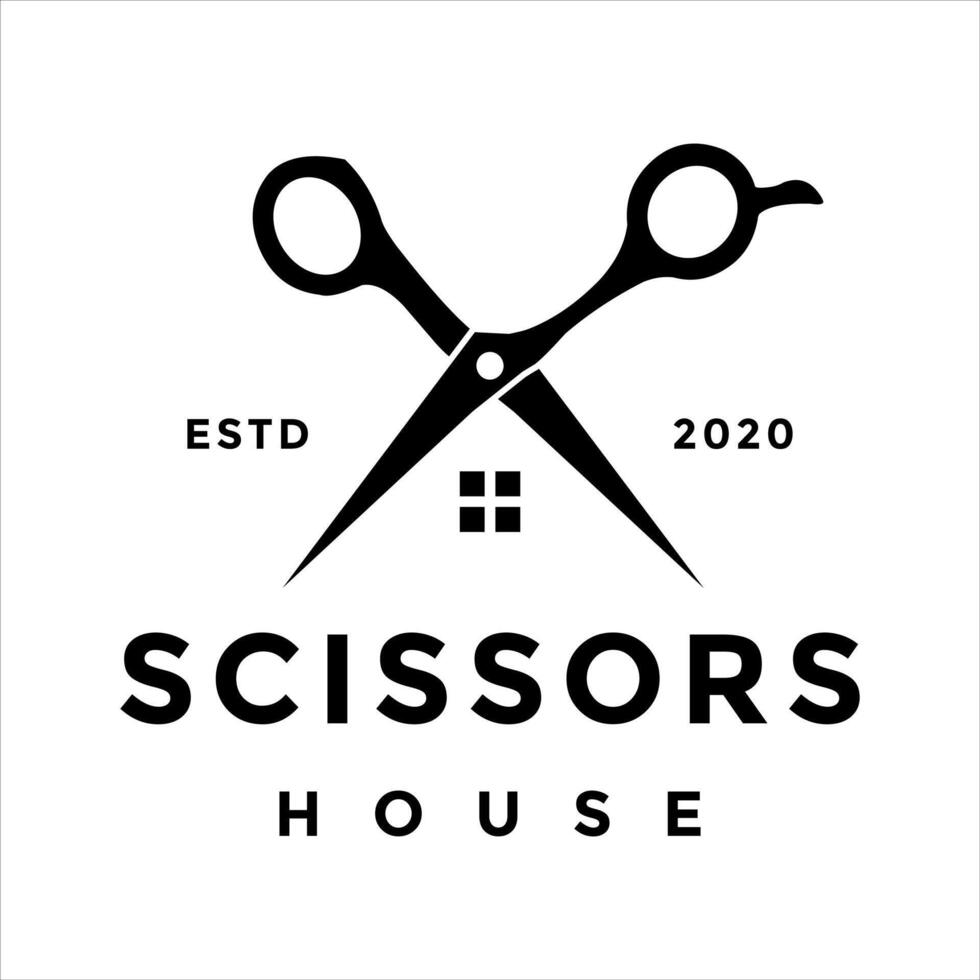 schaar huis minimalistische logo ontwerp vector