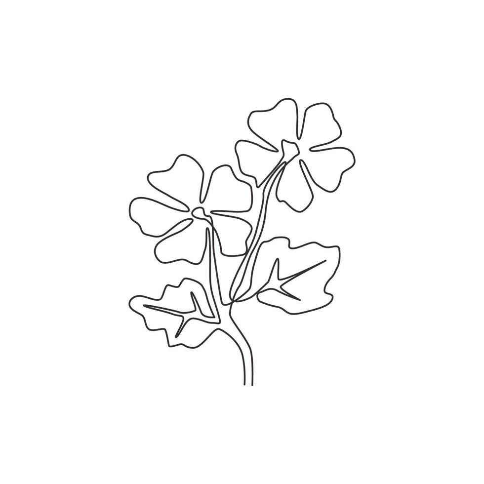 enkele een lijntekening van schoonheid verse gemeenschappelijke kaasjeskruid voor home decor wall art poster print. afdrukbare decoratieve malva sylvestris bloem concept. moderne doorlopende lijn tekenen ontwerp vectorillustratie vector