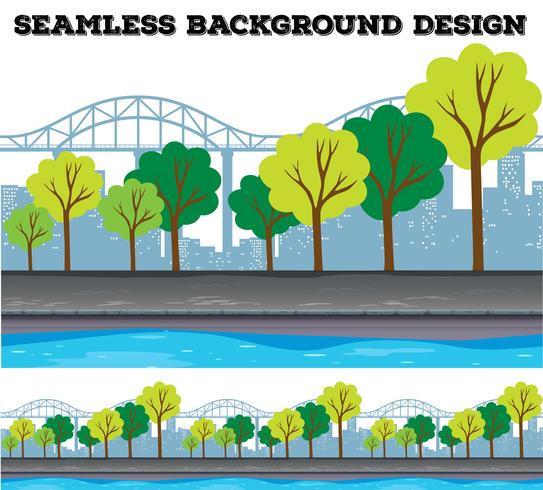 Naadloos ontwerp als achtergrond met bomen en gebouwen vector