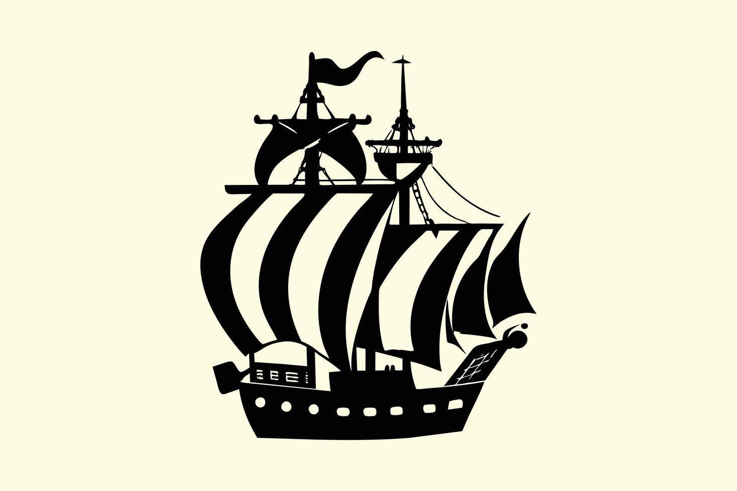 piraat schip illustratie silhouet. vector