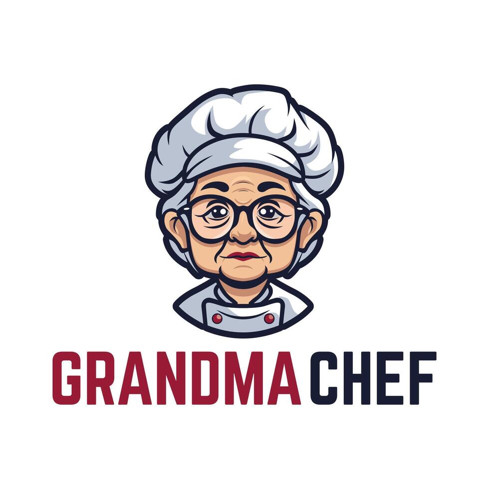 grootmoeder chef logo mascotte illustratie vector