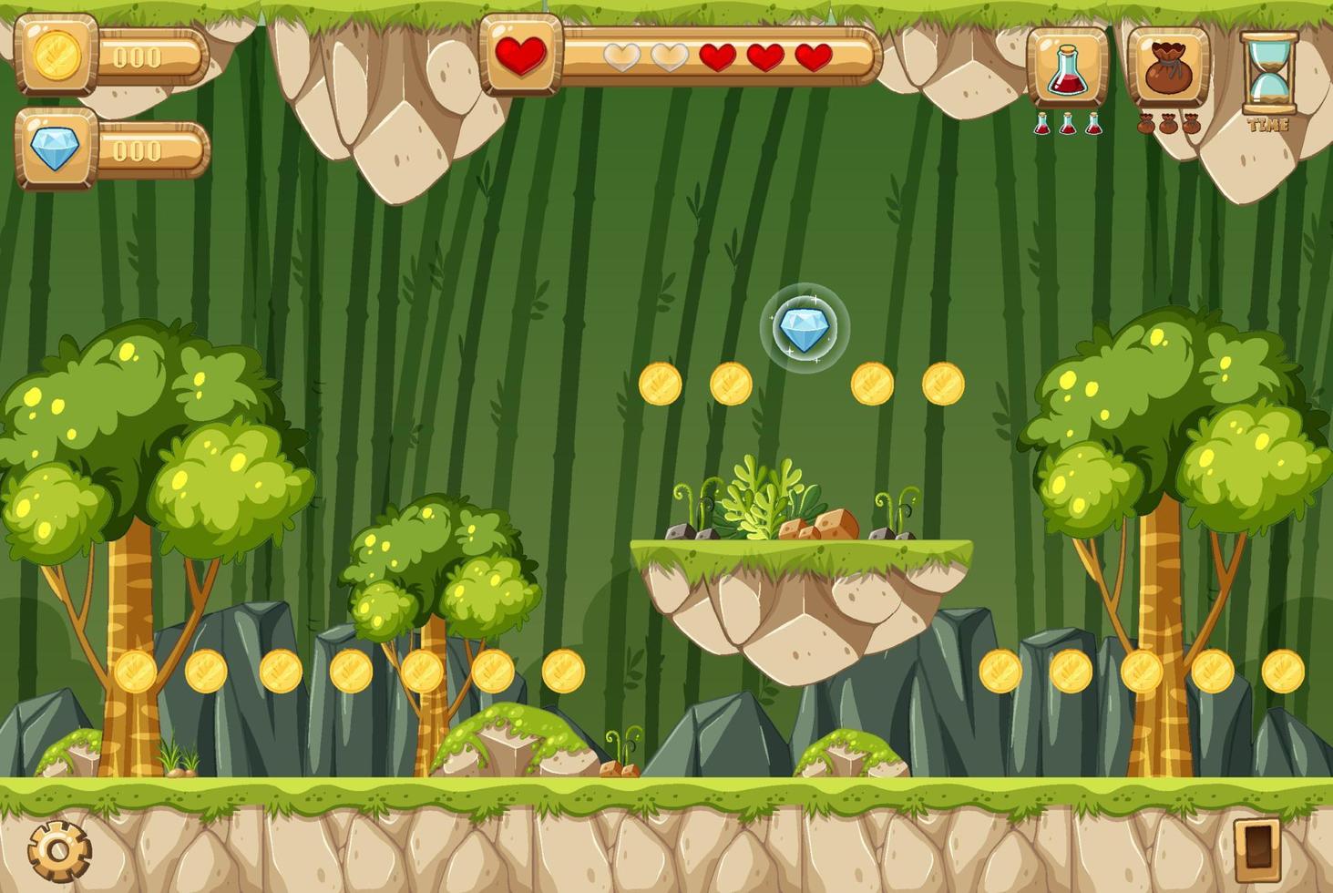 een gamesjabloon jungle scene vector