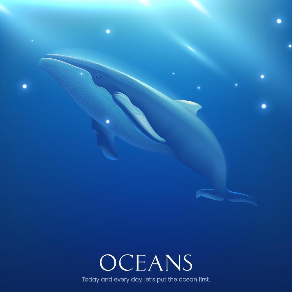 wereld oceanen dag ontwerp sjabloon met walvissen vector