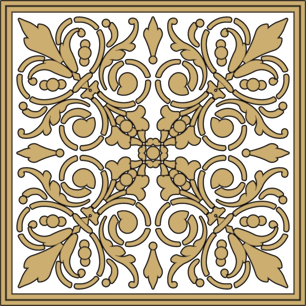 plein gouden bloemen Europese nationaal patroon. etnisch rechthoek ornament van oude Griekenland, Romeins rijk. vector