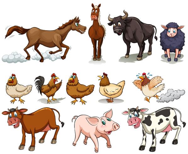 Verschillende soorten boerderijdieren vector