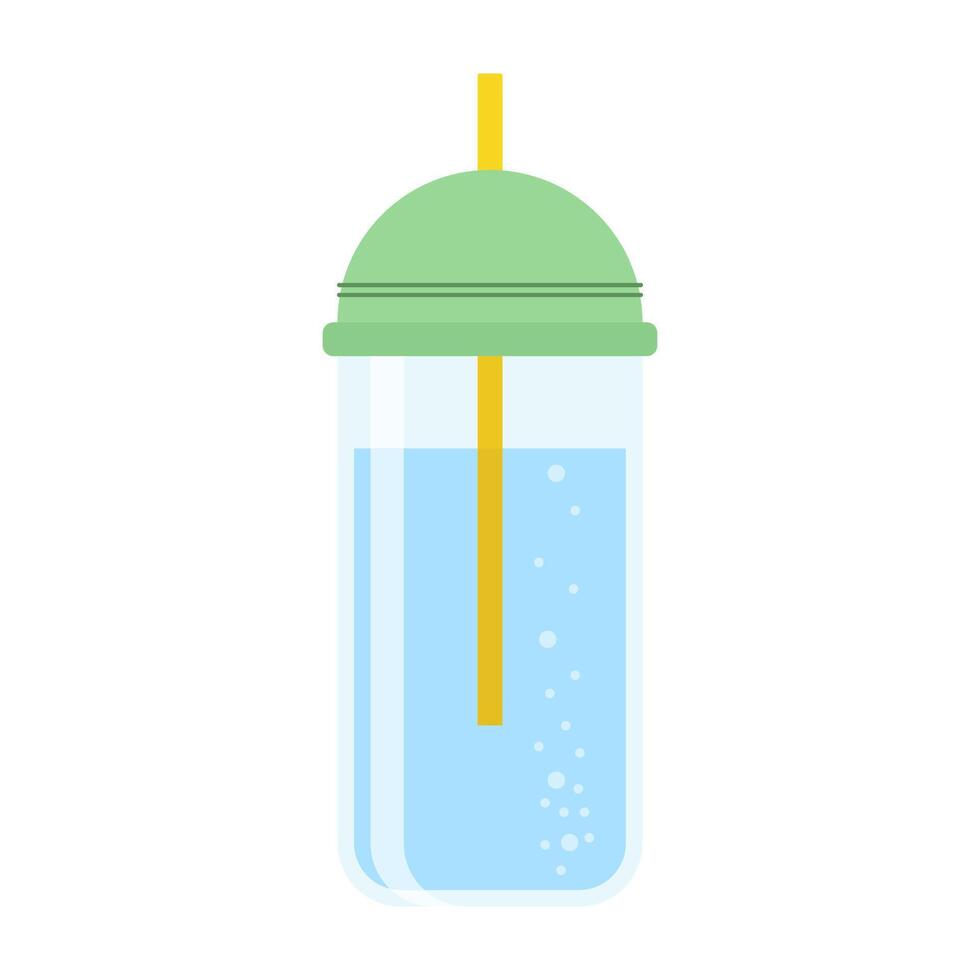 drinken meer water. blijven gehydrateerd. glas, plastic vrij, nul verspilling concept. divers flessen, glas, fles. schattig modieus illustratie. zomer verkoudheid drankje. vector