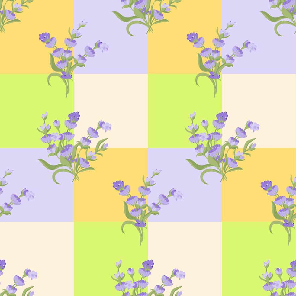 een takje van lavendel. Purper bloem. naadloos patroon. illustratie. vector