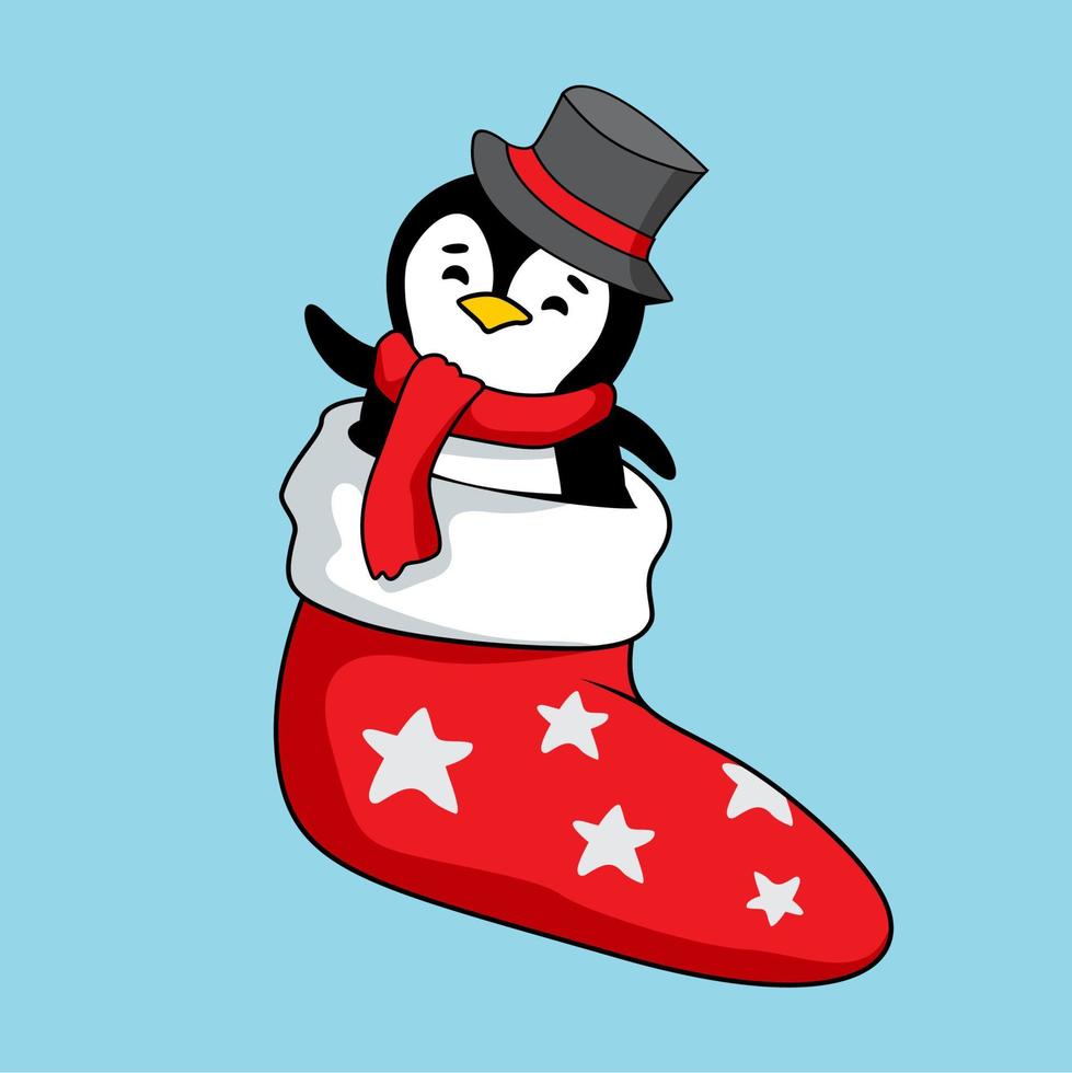 kerst sokken cartoon pinguïn vector