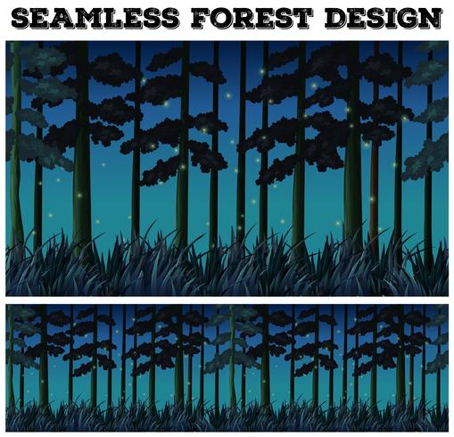 Naadloze achtergrond met bos bij nacht vector
