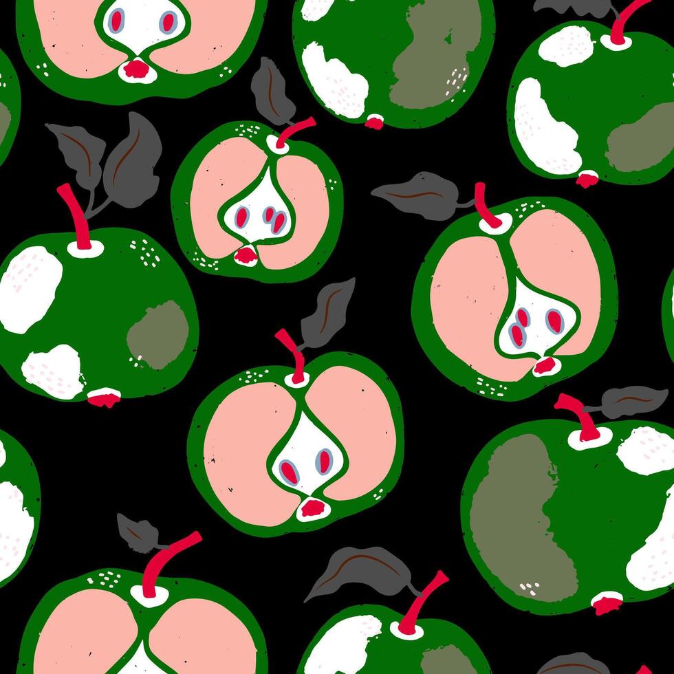 een patroon met groen appels en bladeren vector