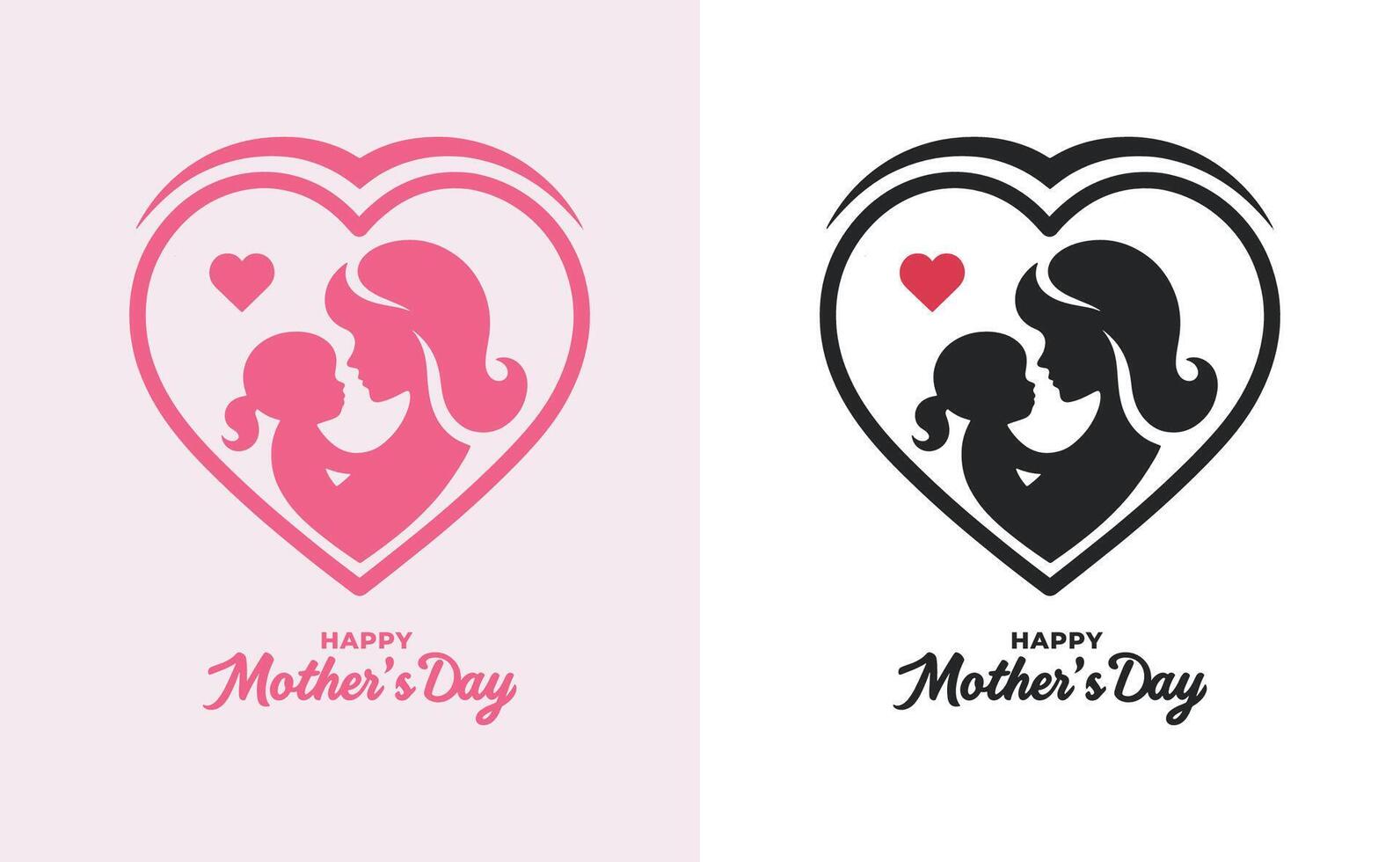 Dames en kind logo ontwerp moeder dag speciaal kan worden gebruikt in sociaal media na, groet kaart ontwerp, banier en affiches. gelukkig moeders dag silhouet voor het beste mam en kind liefde kaart ontwerp vector